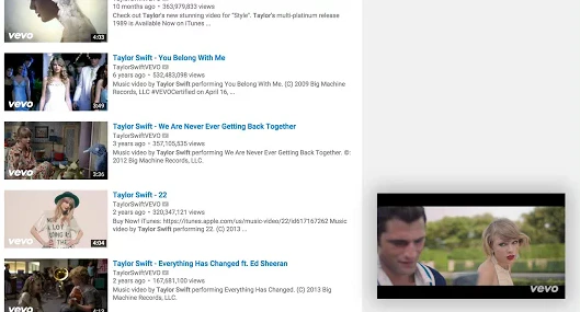 YouTube Picture in Picture