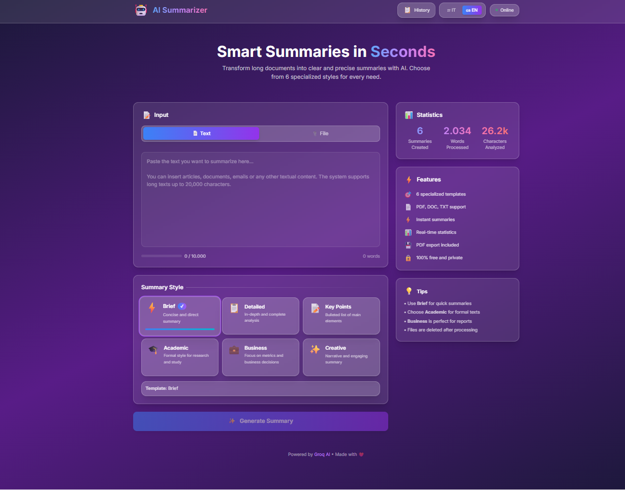 AI Summarizer - Screenshot 3 showing product features and functionality