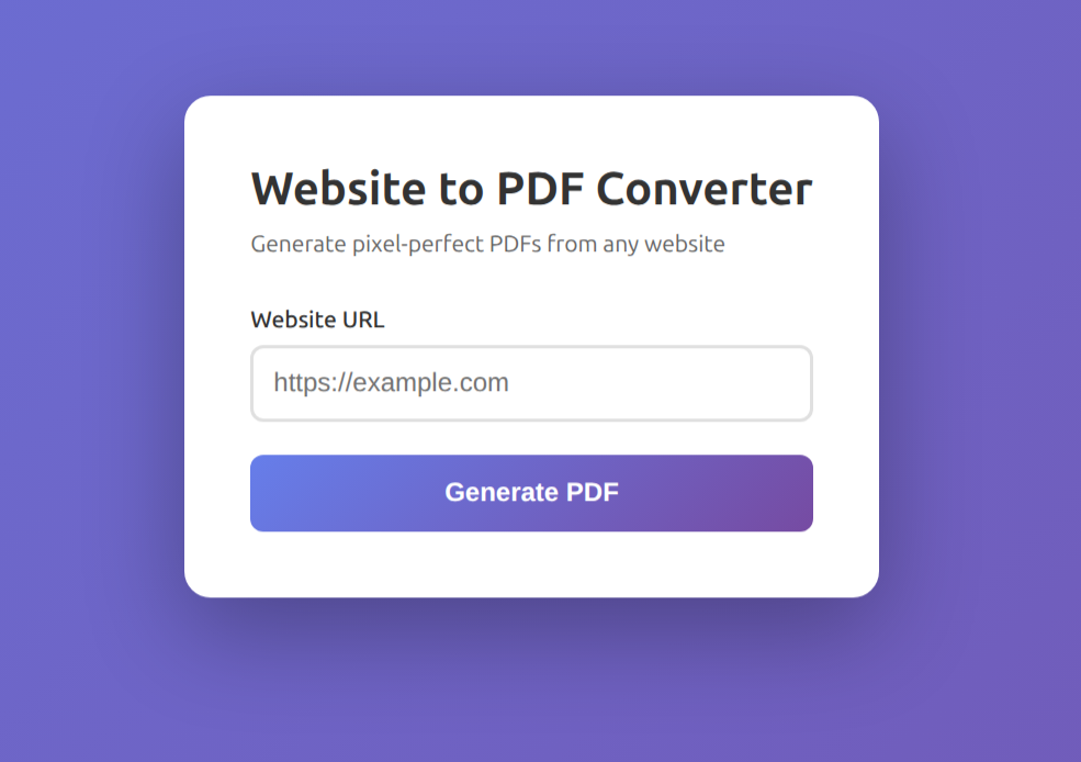 web2pdf.eu - Main product screenshot demonstrating key features and user interface