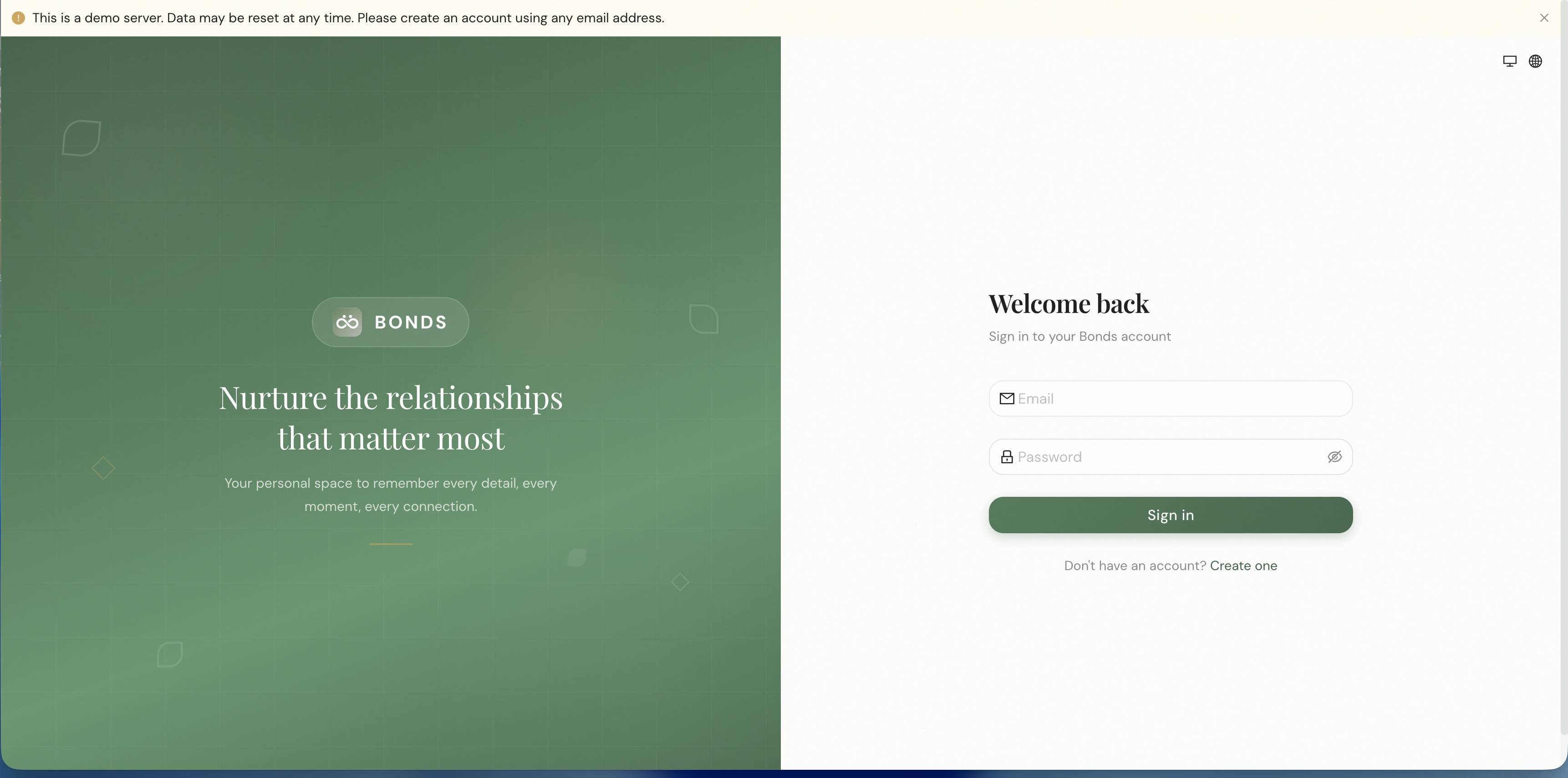 Bonds - Main product screenshot demonstrating key features and user interface