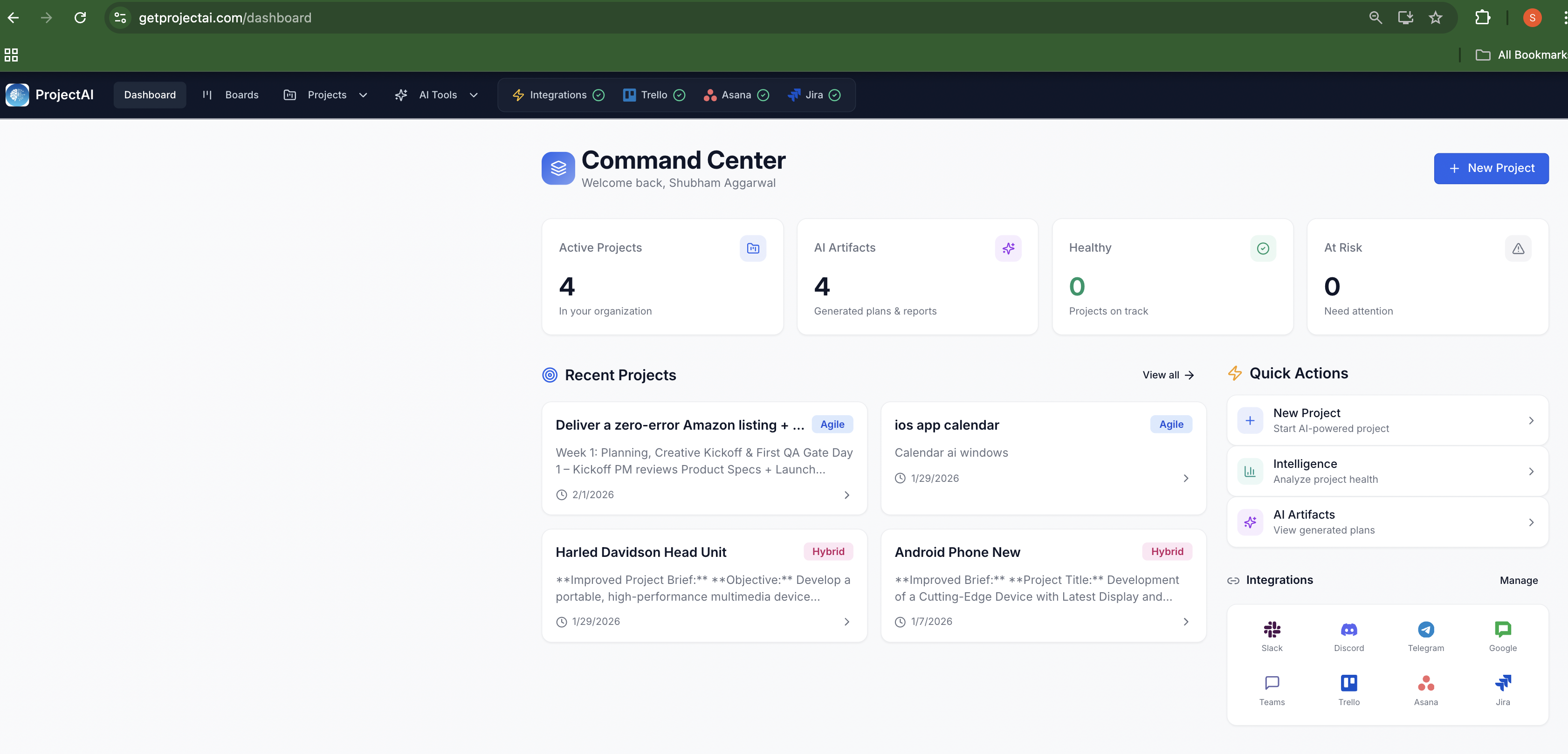 ProjectAI - Main product screenshot demonstrating key features and user interface