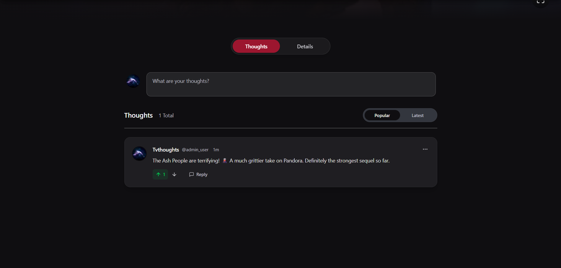 TvThoughts - Screenshot 4 showing product features and functionality