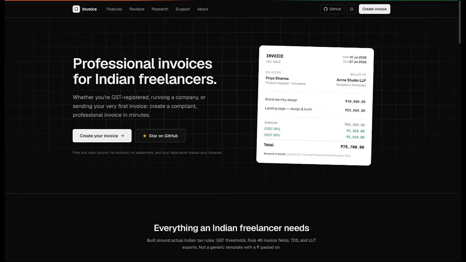 Invoice for Indian Freelancers screenshot 1 (video preview)