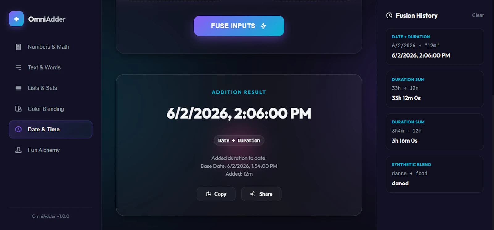 OmniAdder—The Universal  Fusion Engine screenshot 4