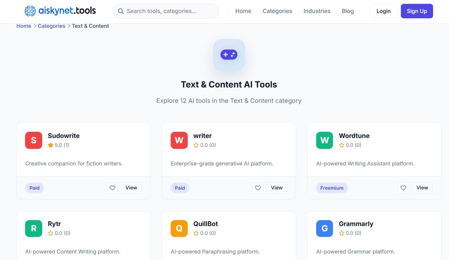 Text and Content AI Tools Directory gallery image