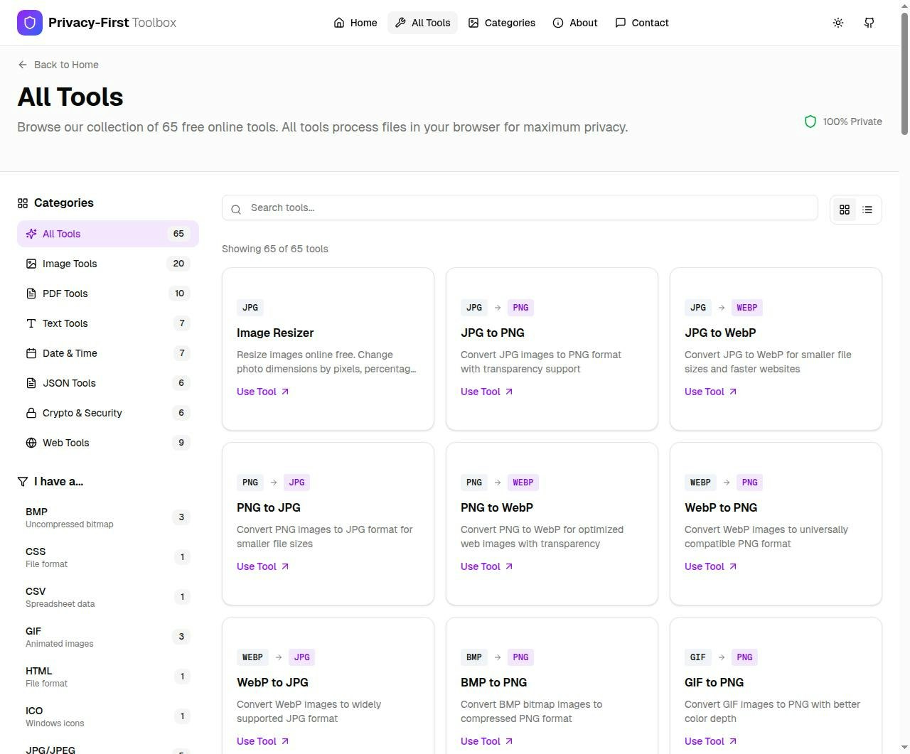 Privacy First Tools - Free and Private - Screenshot 3 showing product features and functionality