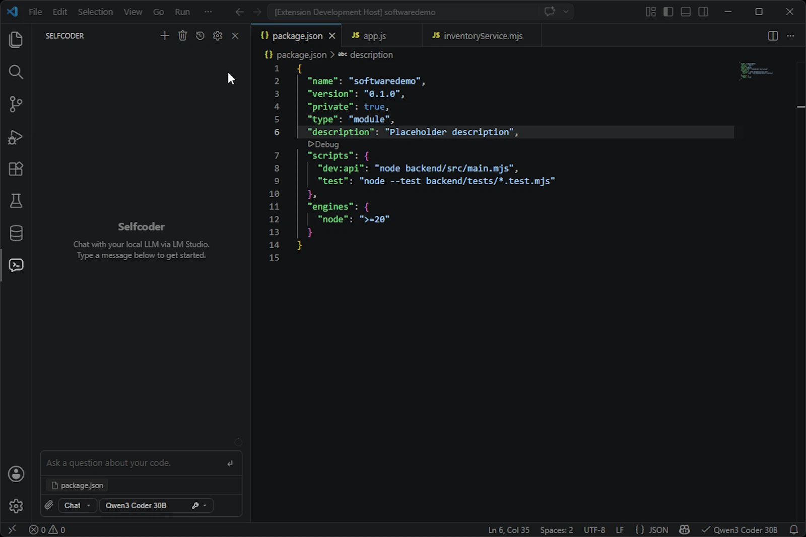 Selfcoder - Local AI coding assistant screenshot 1