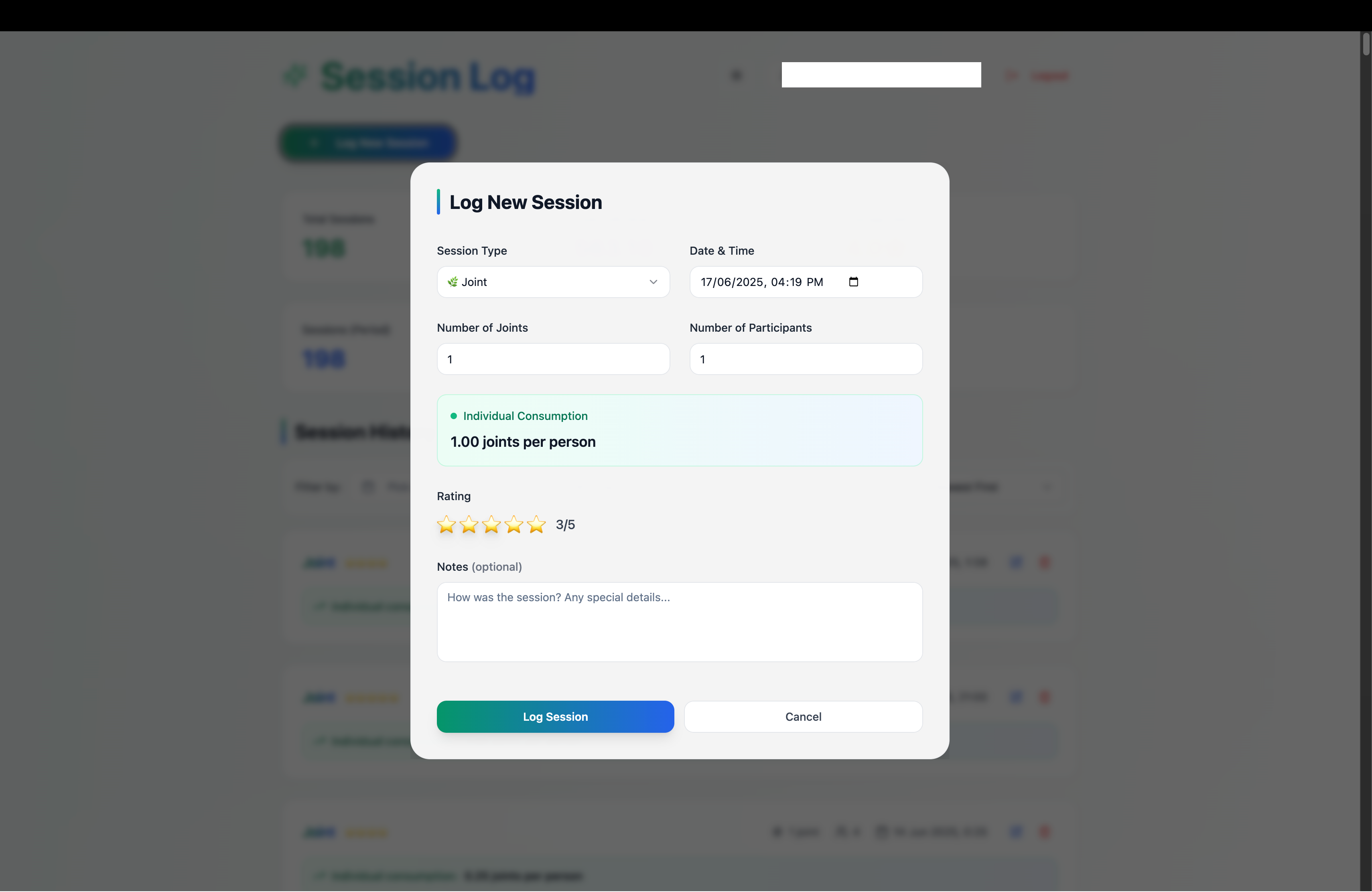 Sess logger (giunti e altro) - Registrare ciò che fumi media 2