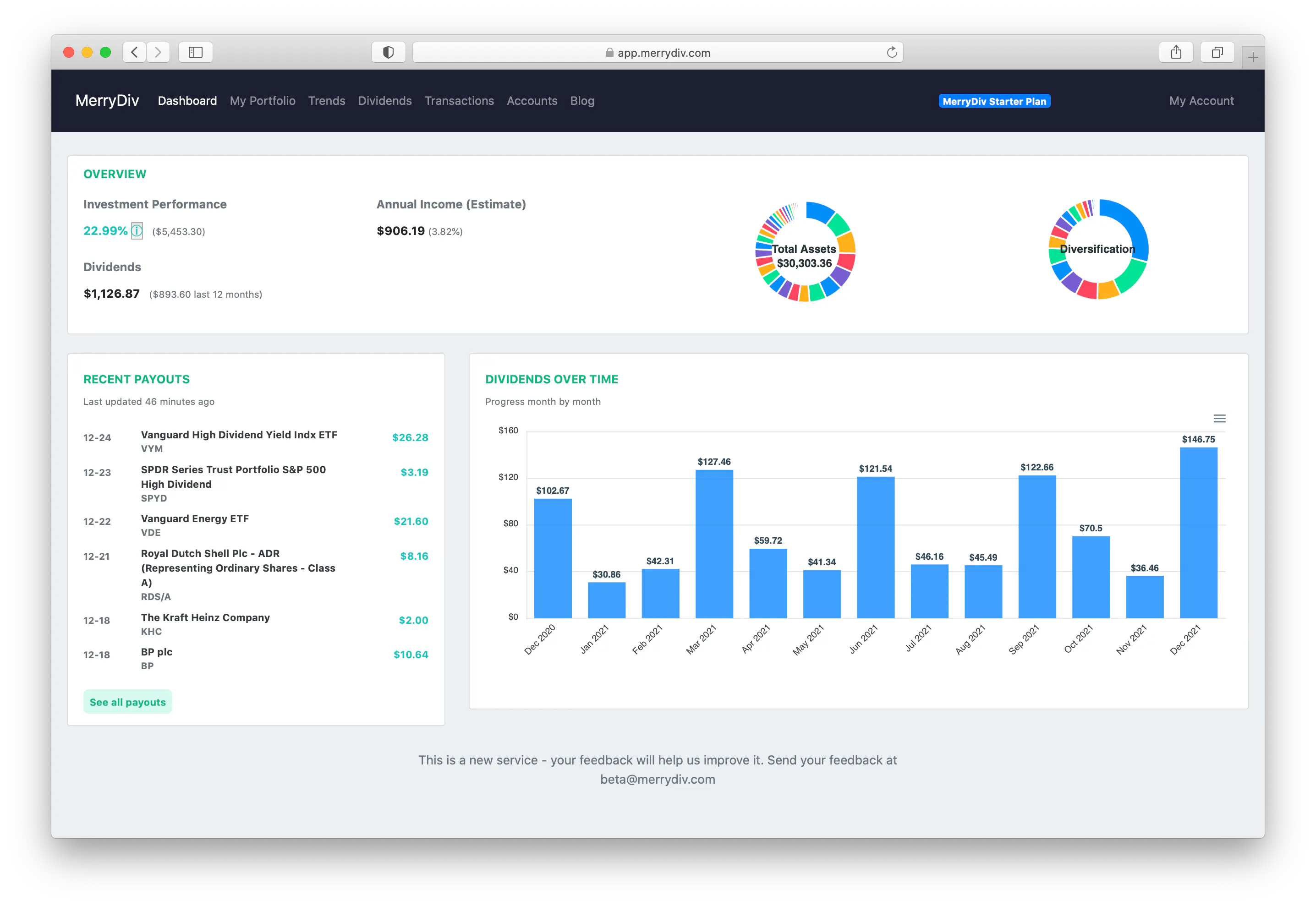 Track your dividends stock portfolio