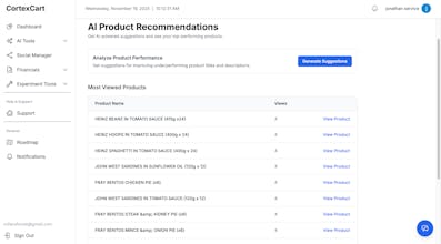 Cortexcart Insight Dashboard Beta 0.9.6 gallery image