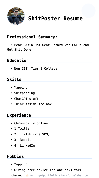 Média Curriculum vitae désarticulé - Créez votre curriculum vitae le plus dérangé avec notre constructeur de CV amusant 2