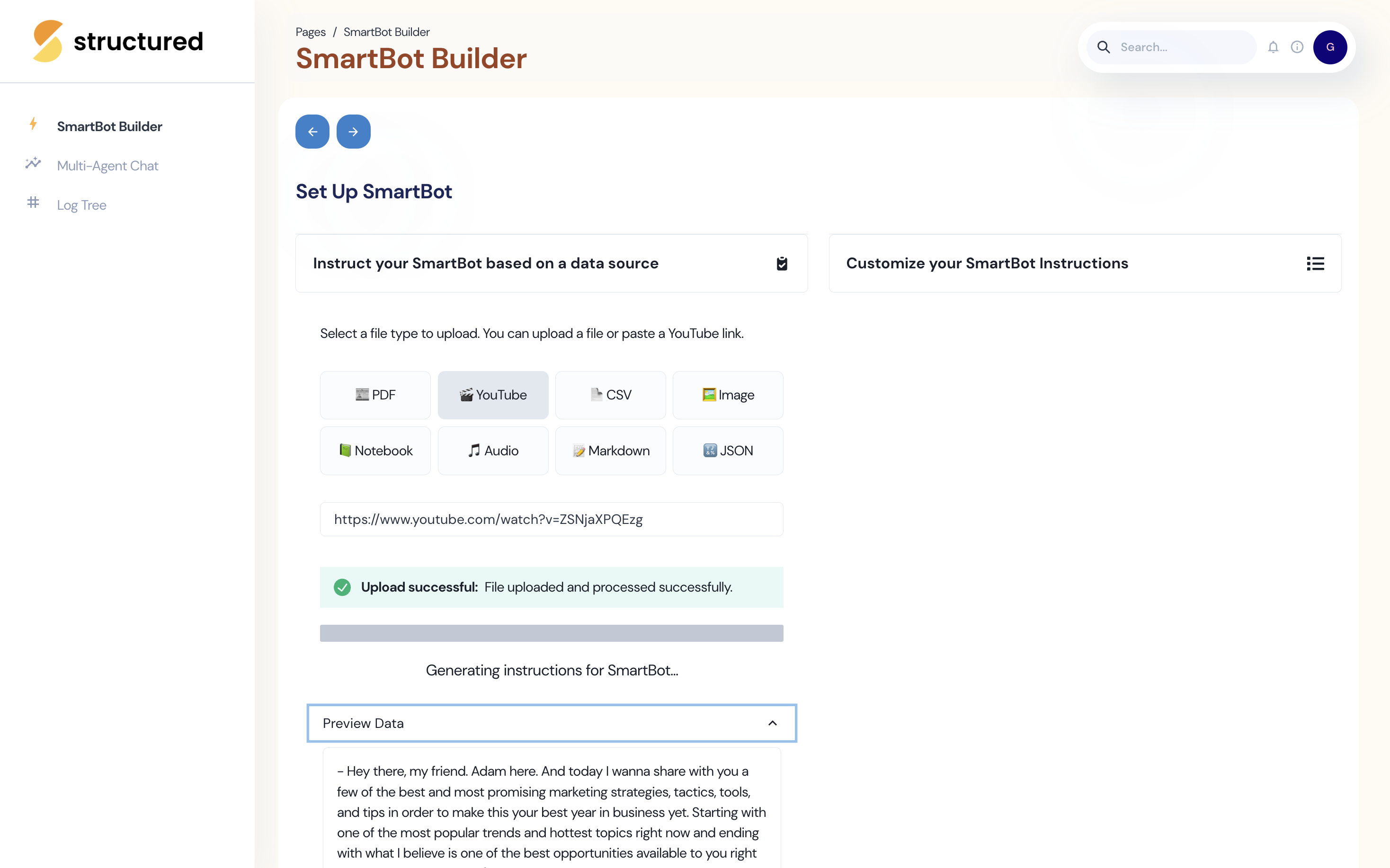 SmartBot structuré