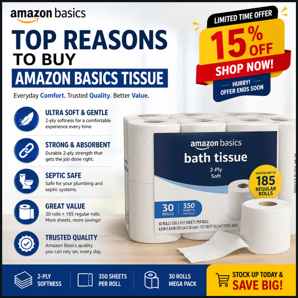 Why Choose Amazon Basics Tissue. 제품 배너
