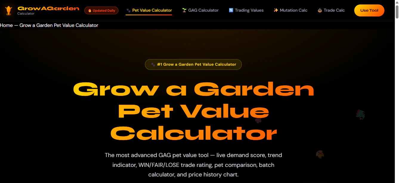 Grow a Garden Pet Value Calculator