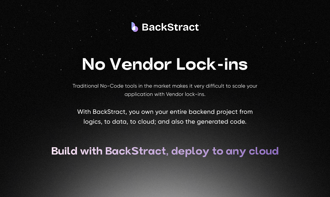 バックストラクト(アルファ) - サービスとしてのスケーラブルな低コードバックエンド、0ロックインを備えています。メディア5