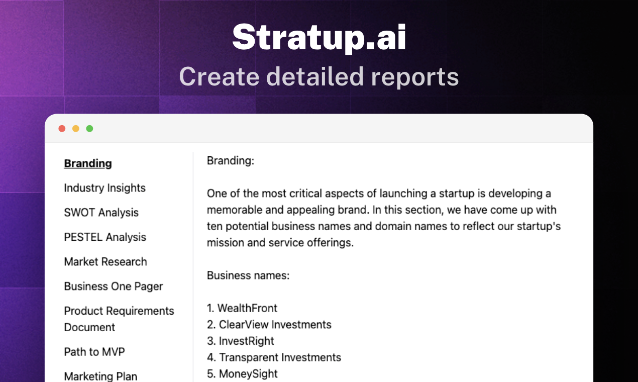 Stratup.ai - Generador de ideas de inicio y socio estratégico con AI media 3