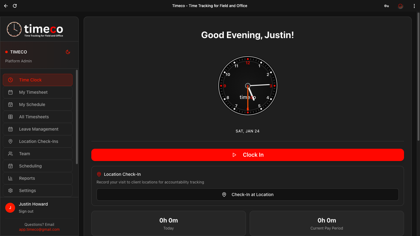 Timeco - Screenshot 2 showing product features and functionality