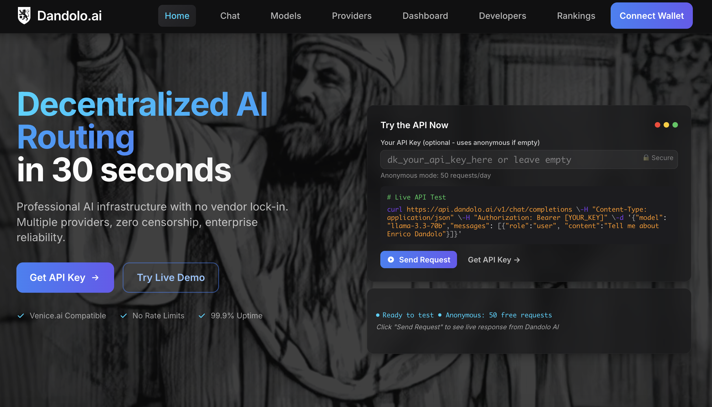 Dandolo.ai - A- एक विकेन्द्रीकृत OpenRouter के लिए अनाम इंटरफ़ेस मीडिया 1