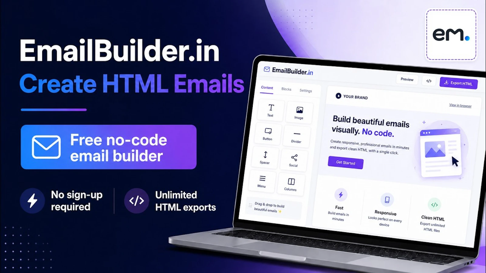 EmailBuilder.in screenshot 1 (video preview)
