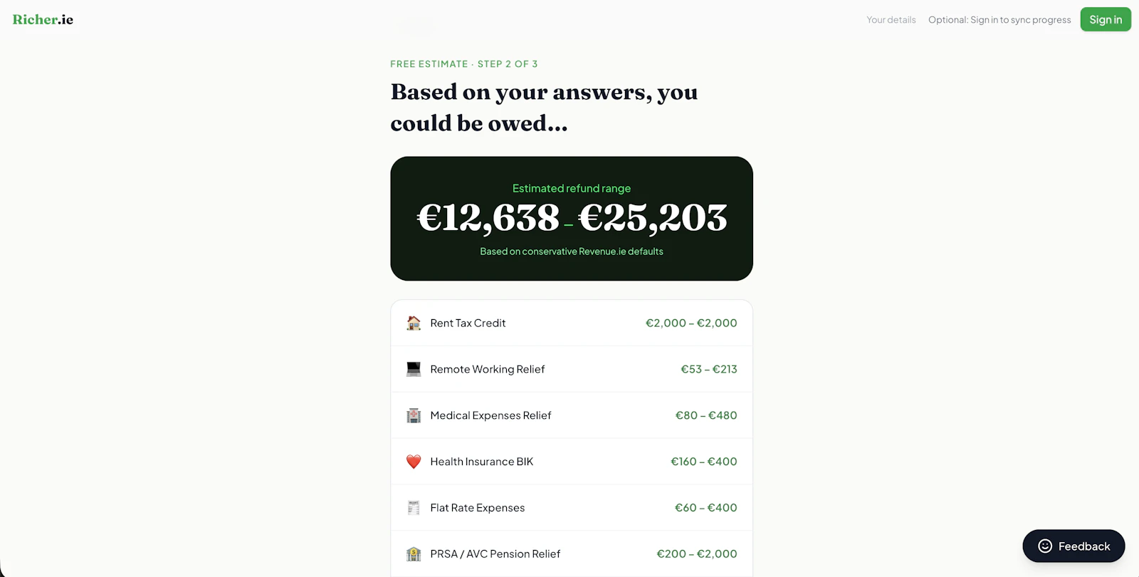 Richer.ie - Maximize Irish tax return screenshot 1