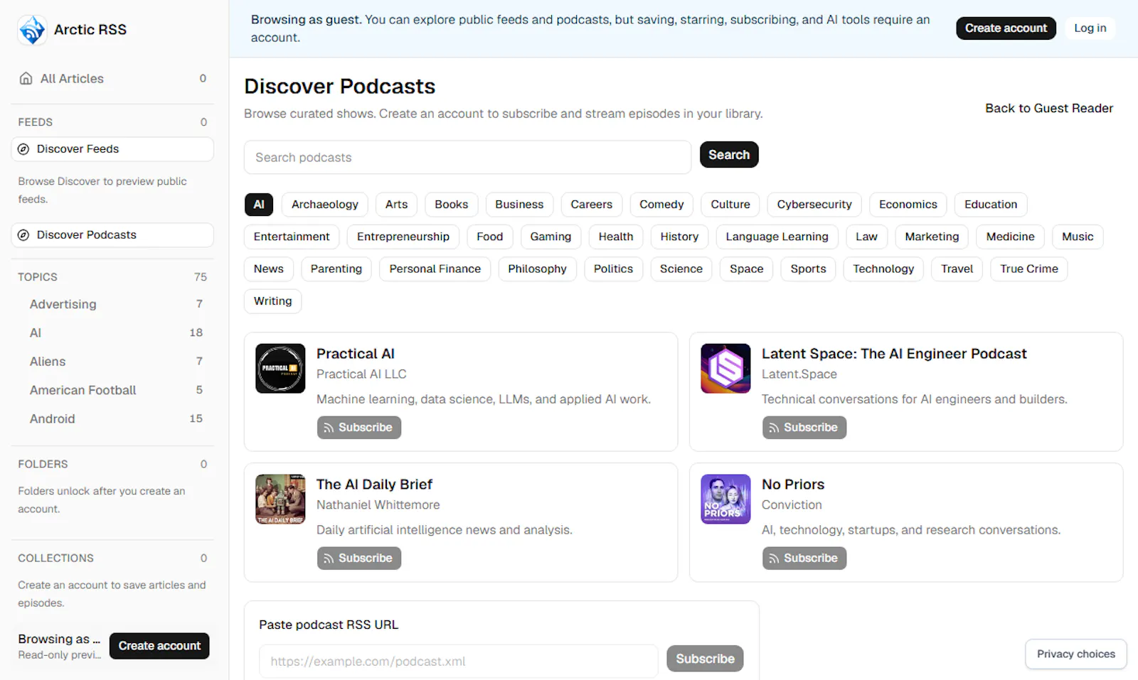 Arctic RSS screenshot 2