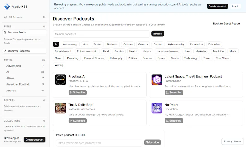 Arctic RSS screenshot 2