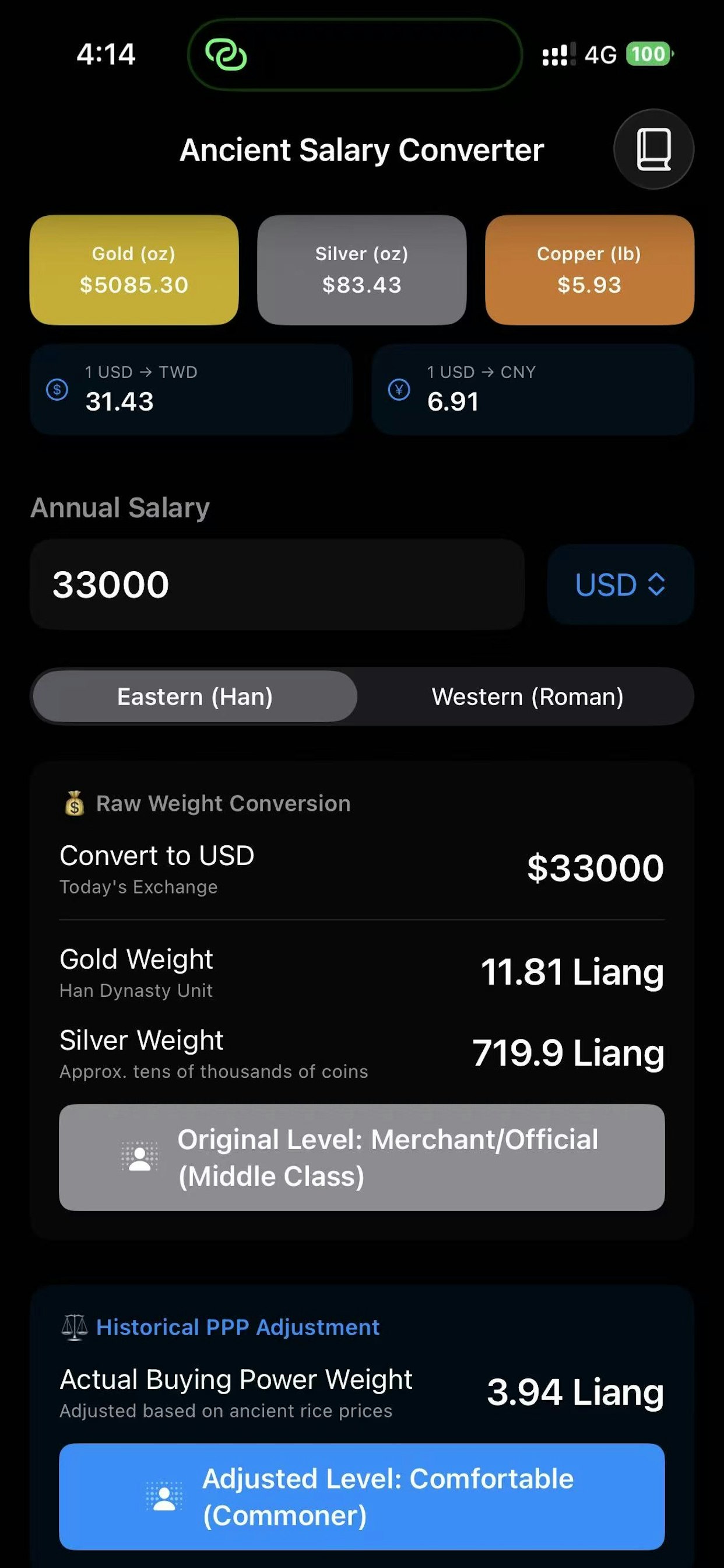 Ancient Salary Converter gallery image