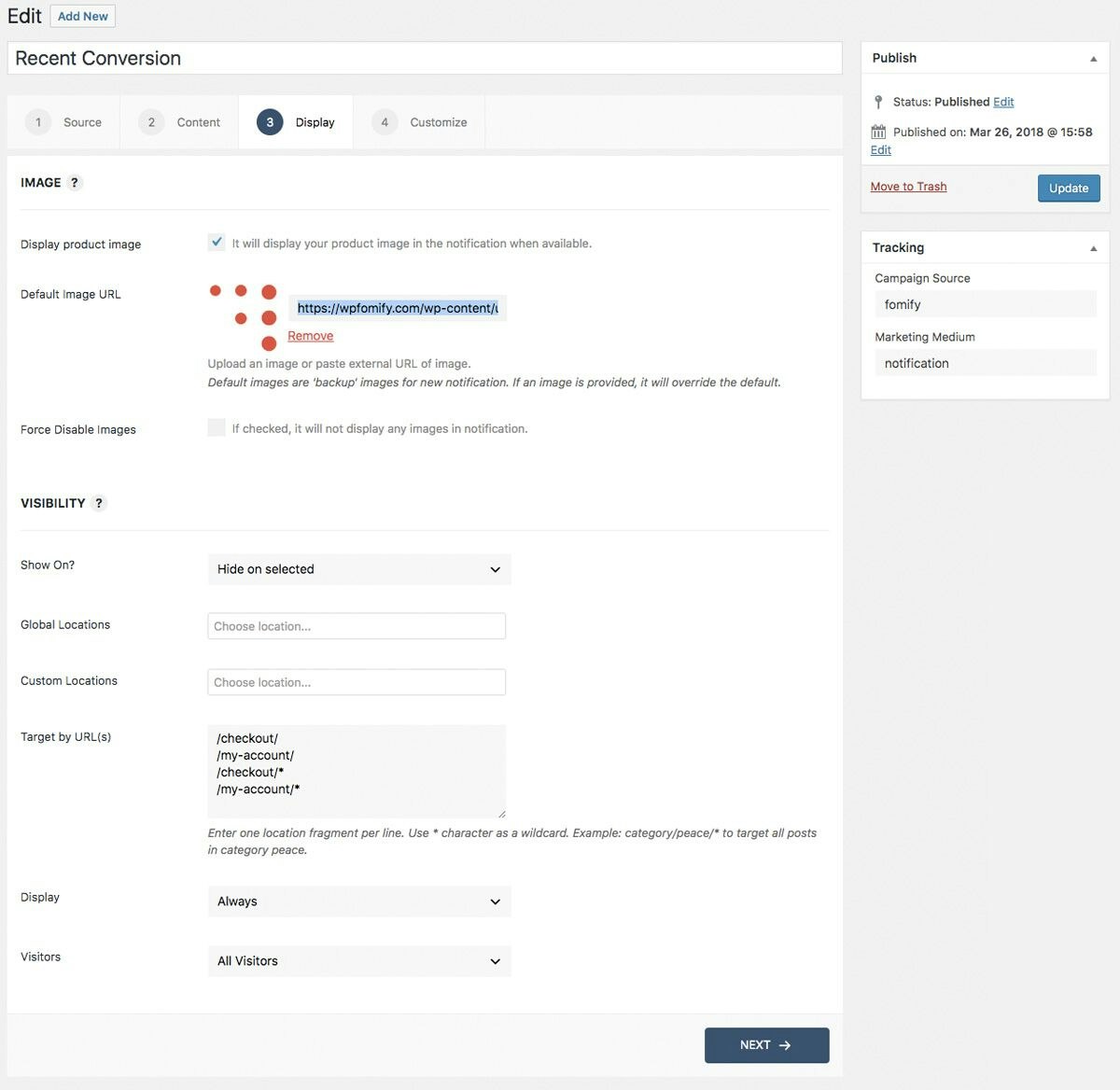 WPfomify gallery image