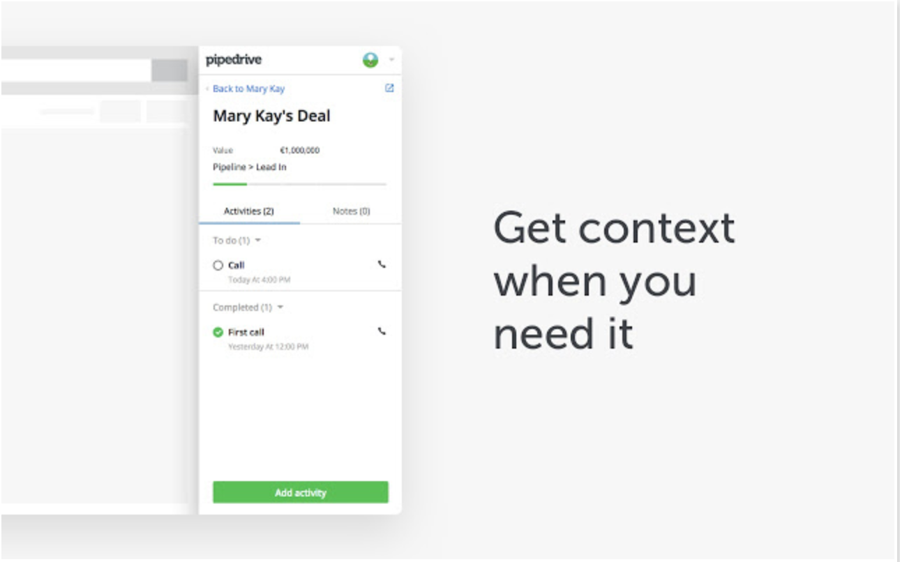 Pipedrive Gmail extension gallery image