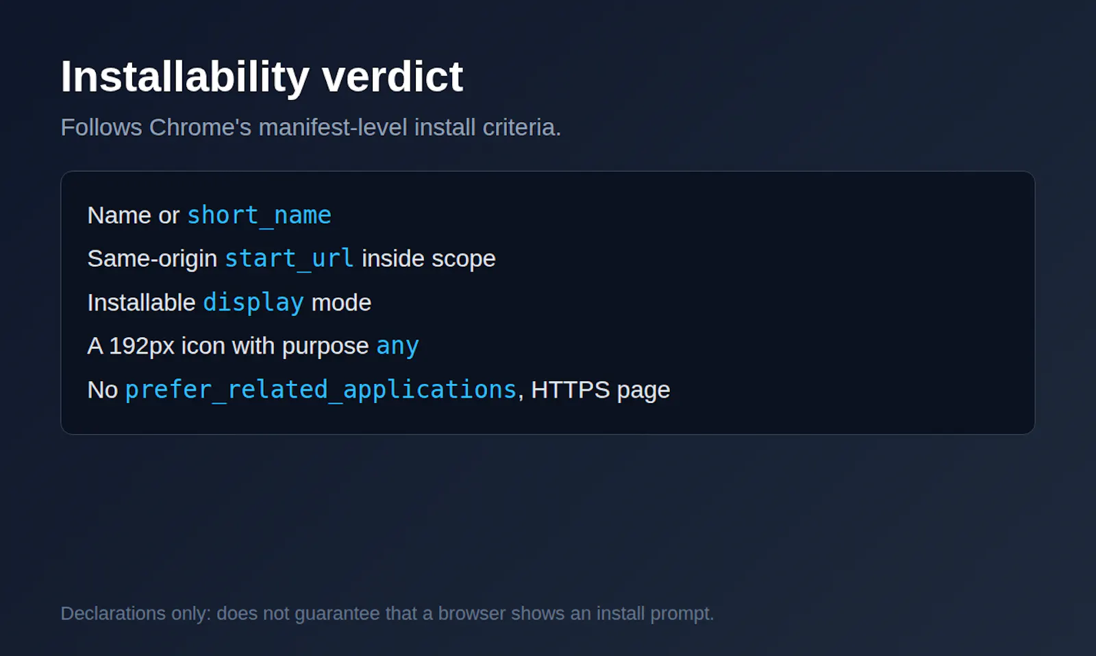 Web App Manifest Checker API screenshot 4