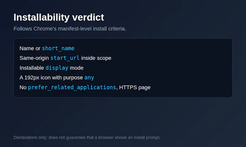 Web App Manifest Checker API screenshot 4
