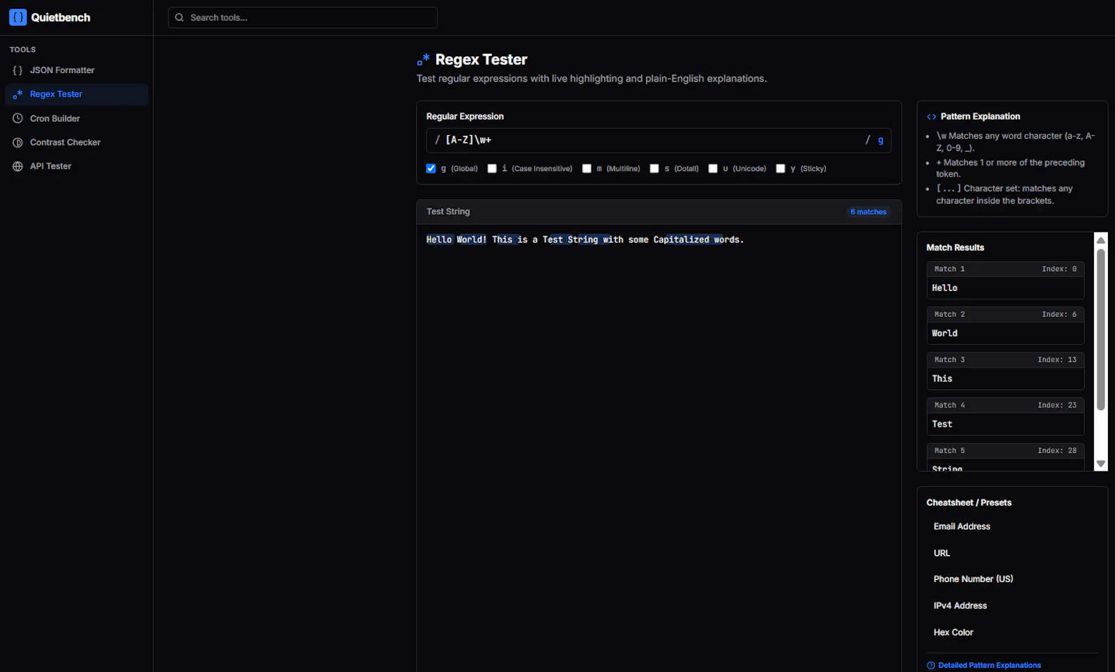 Quietbench screenshot 3