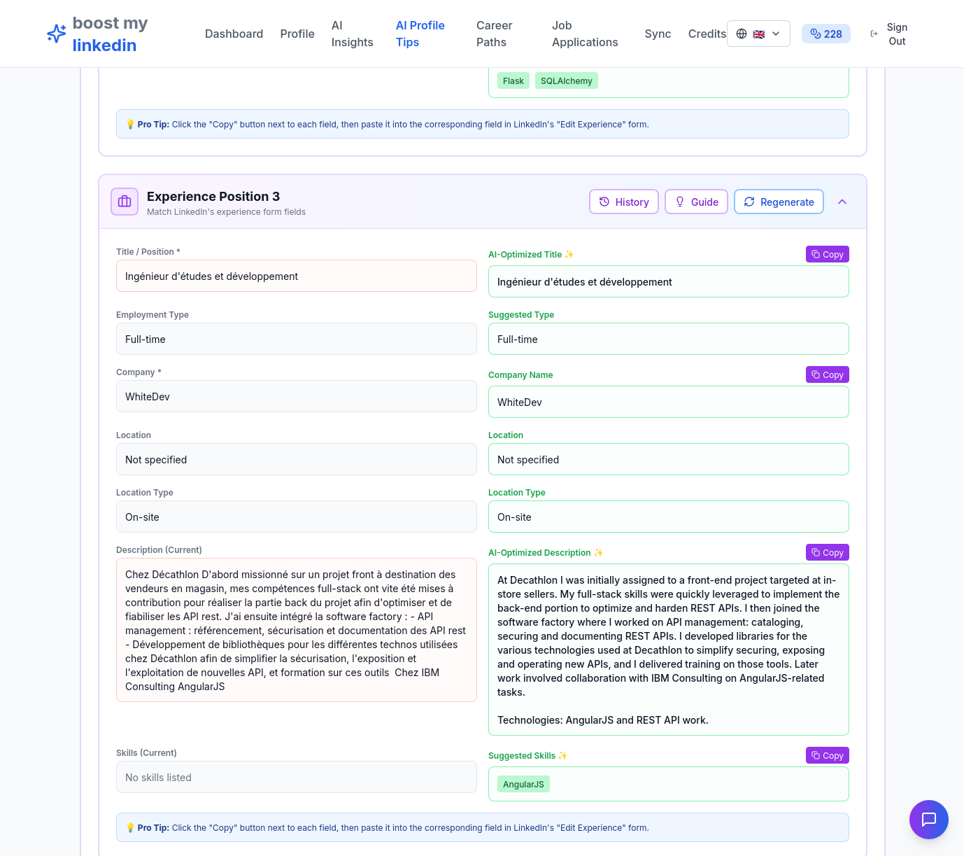 Boost My Career - Main screenshot showing features and interface
