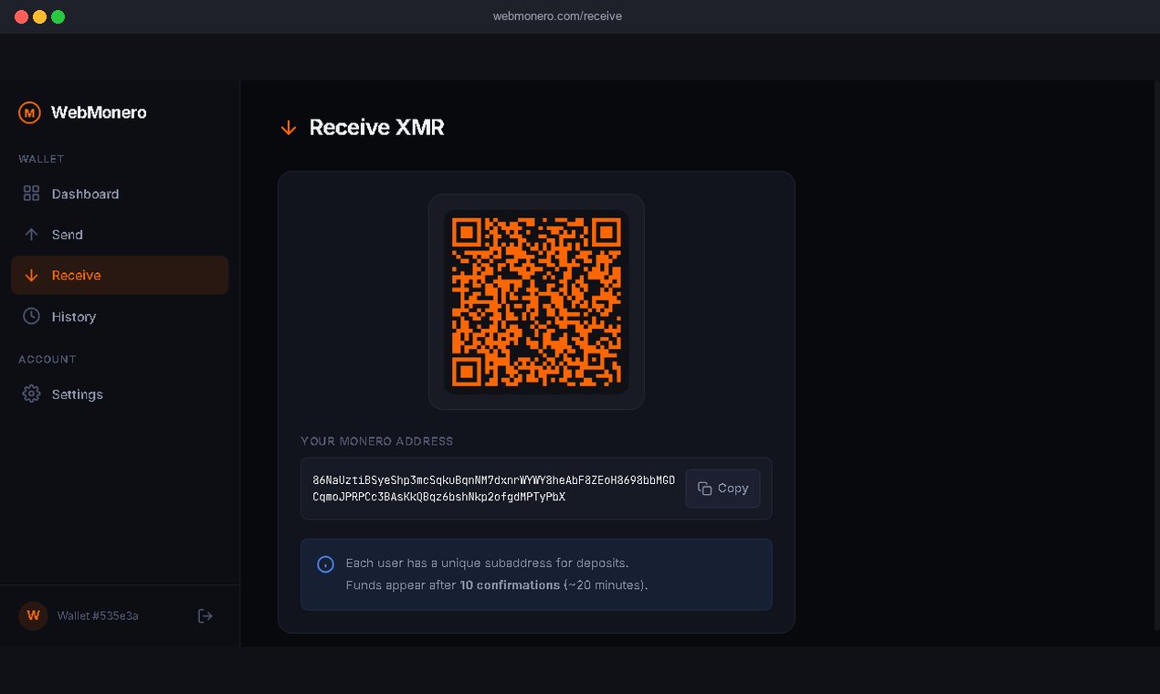 WebMonero gallery image