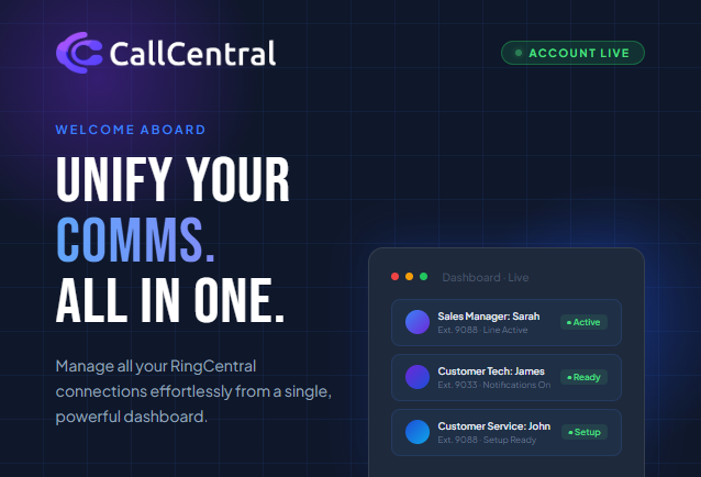 CallCentral  - Main product screenshot demonstrating key features and user interface