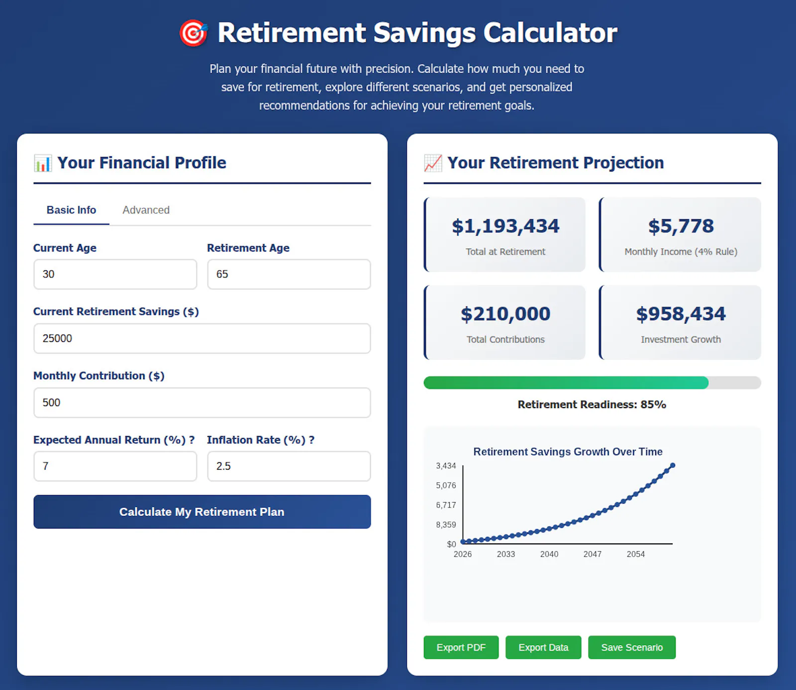 Retirement Savings Calculator screenshot 1