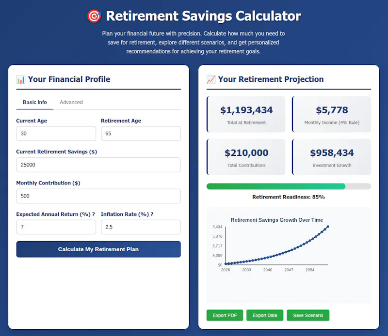 Retirement Savings Calculator screenshot 1