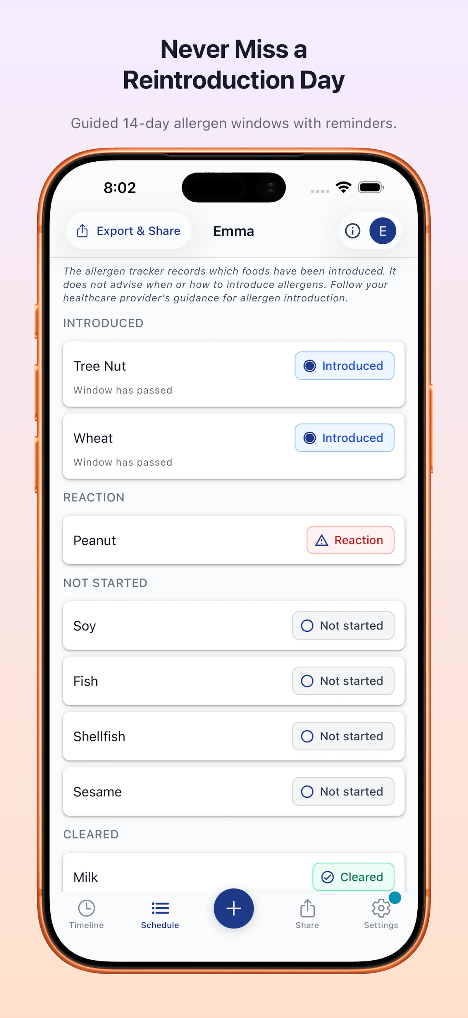 Log: Baby Solid Food & Allergy screenshot 5