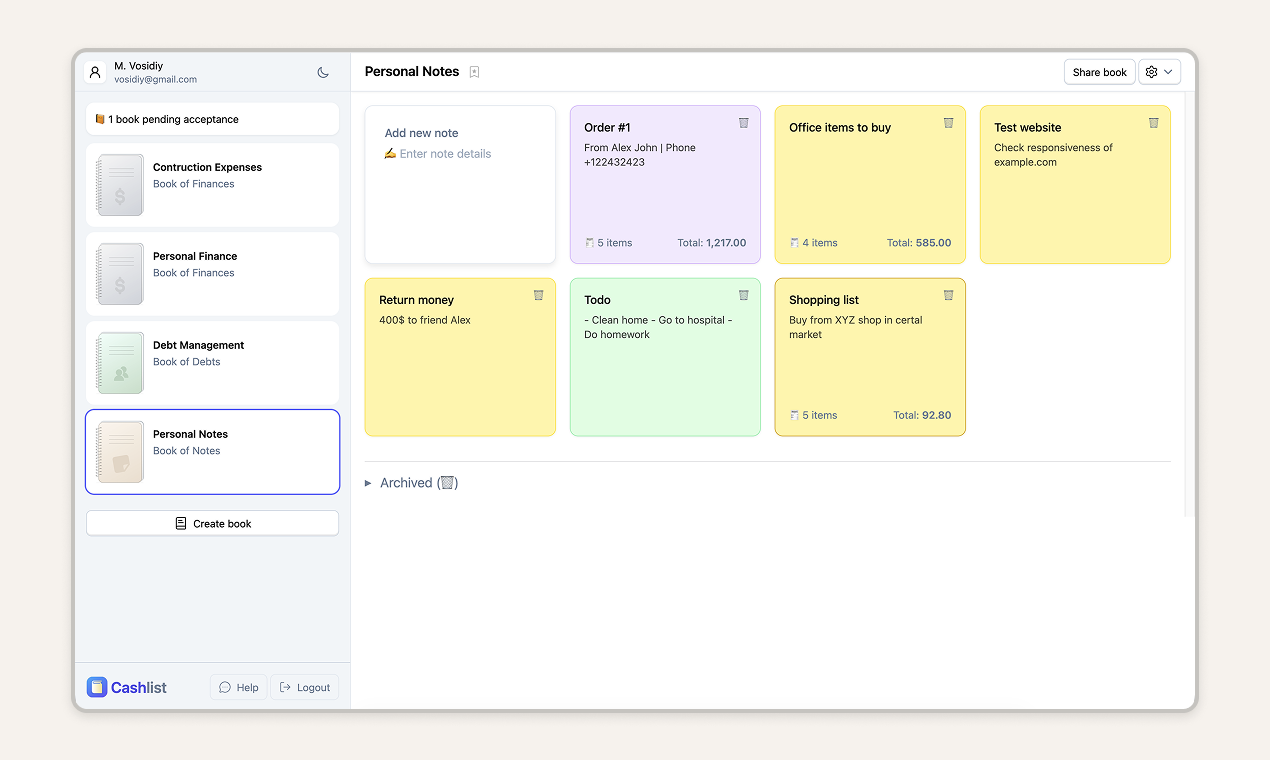 Cashlist gallery image
