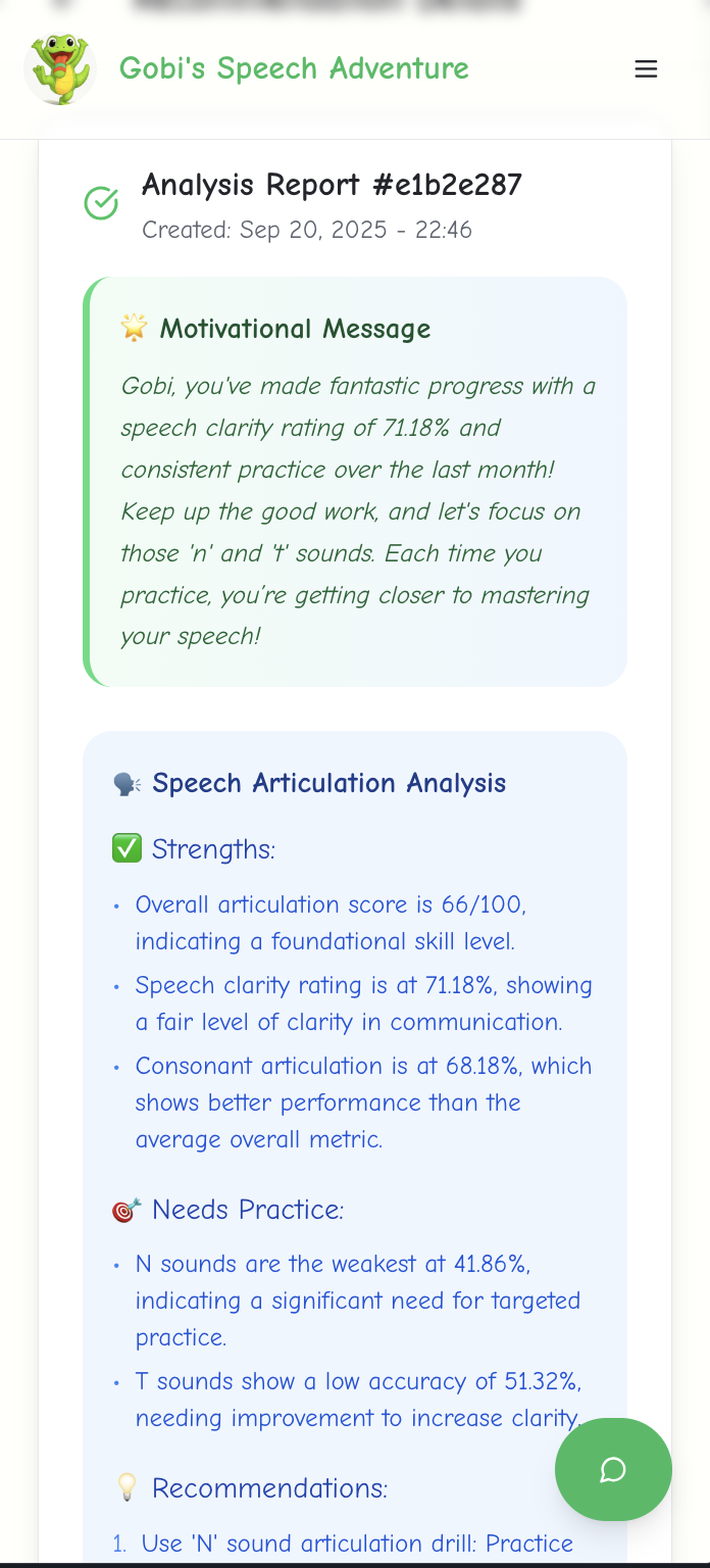 Média Gobispenech: une orthophonie alimentée par l'IA - Analyse audio de l'IA pour la progression de la parole et de la lecture 8