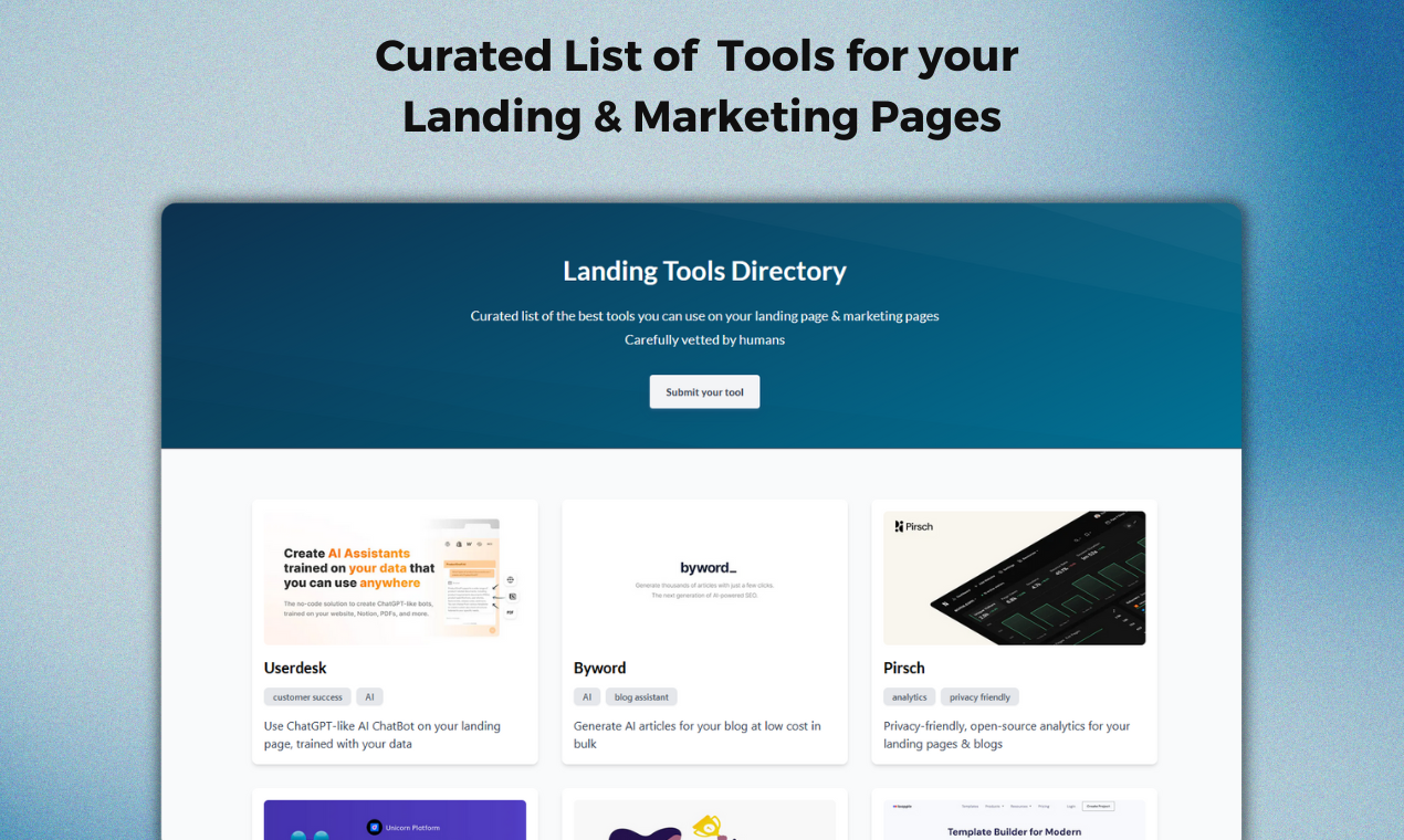 startuptile Landing Tools Directory-Curated list of the best landing & marketing page tools