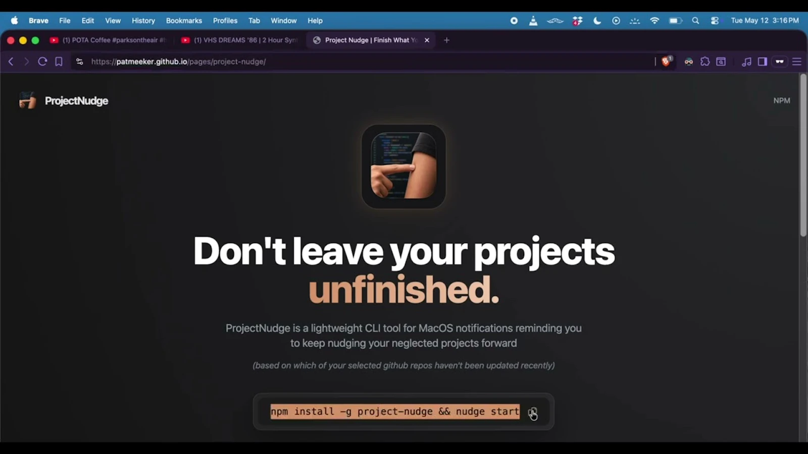 ProjectNudge screenshot 1 (video preview)