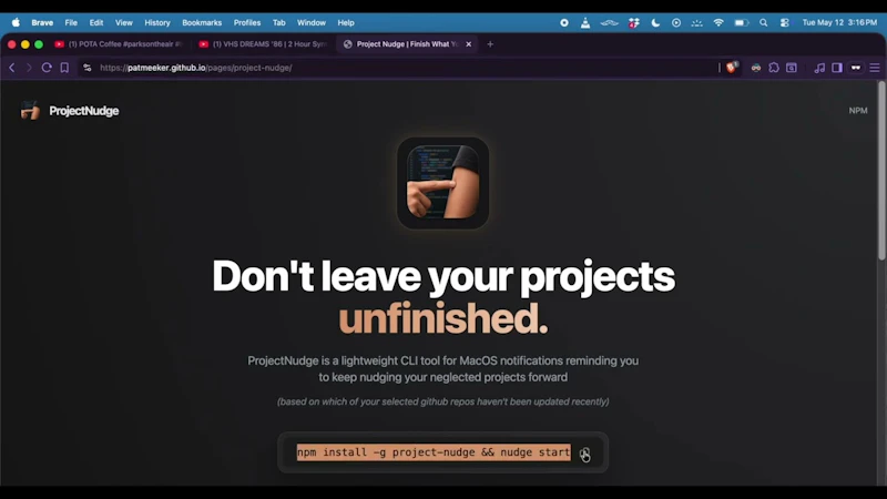 ProjectNudge screenshot 1 (video preview)