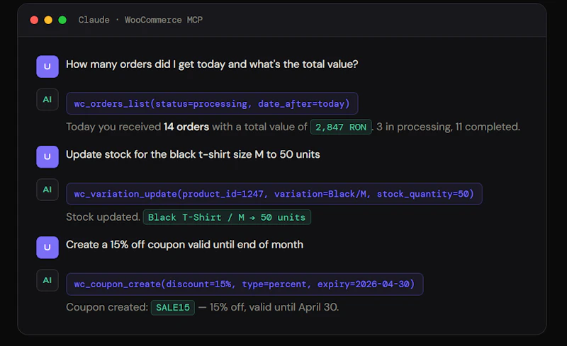 WooCommerce-Claude Store Management MCP screenshot 2