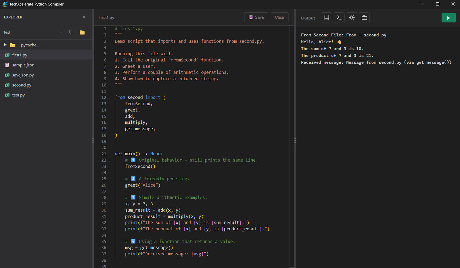 TechXcelerate Python Editor - Main product screenshot demonstrating key features and user interface