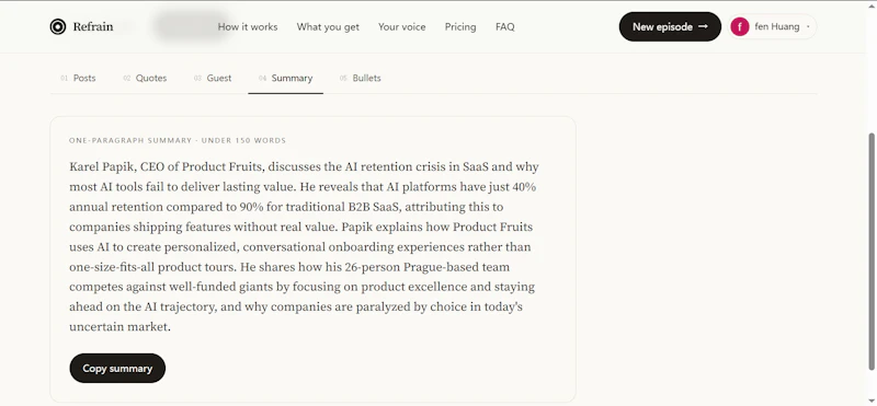 Turn podcast intoLinkedIn posts in voice screenshot 5