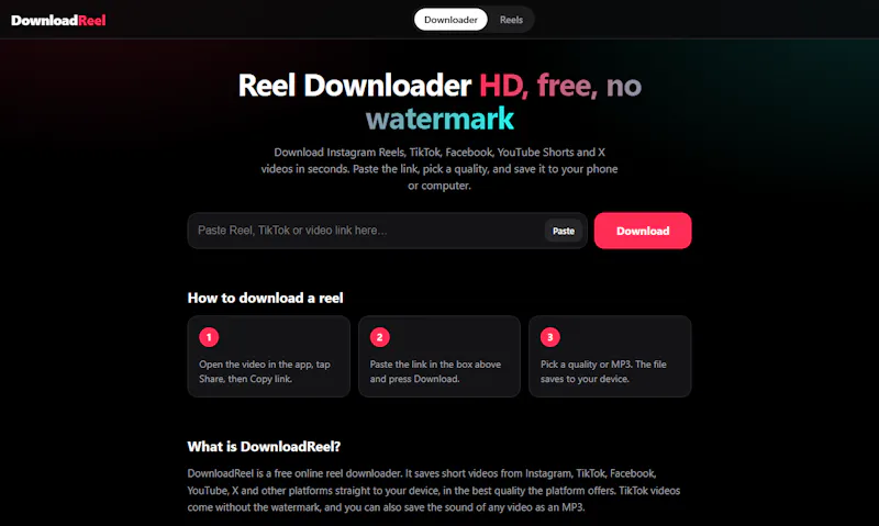 DownloadReel screenshot 1