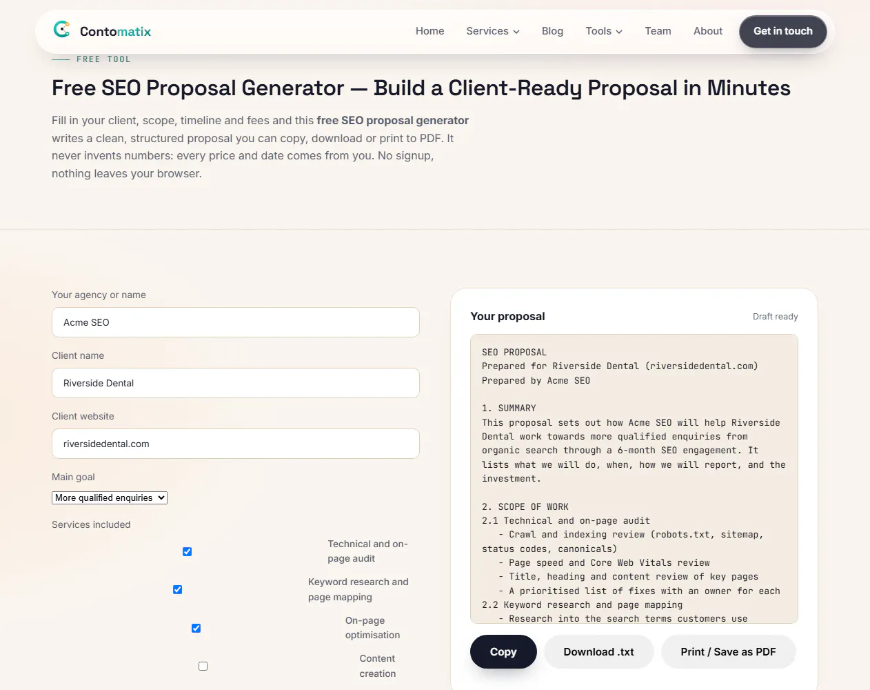 Contomatix SEO Proposal Generator gallery image