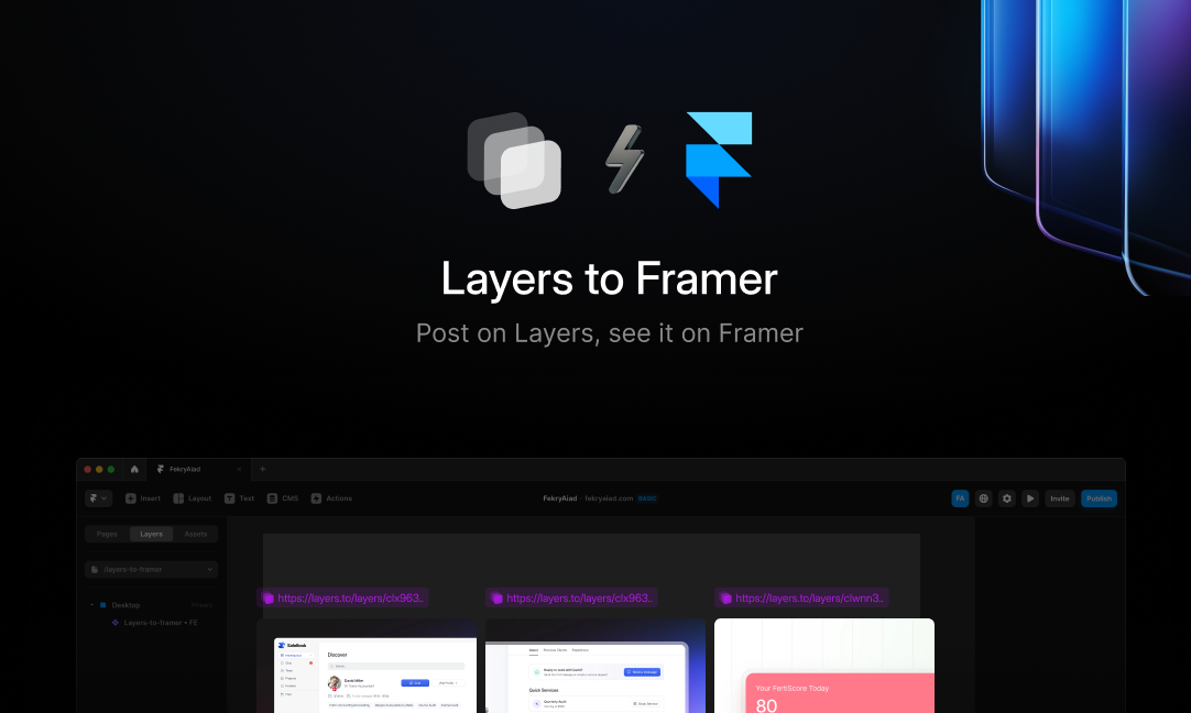 Mídia 1 de Camadas para Framer - Publique em camadas.