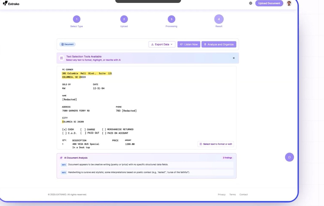 EXTRAKO - Screenshot 3 showing product features and functionality